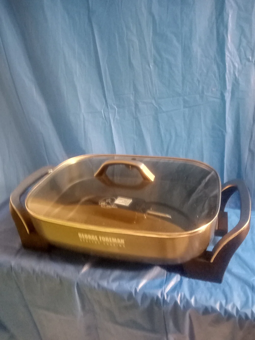 George Foreman Gold Electric Skillet with Glass Lid